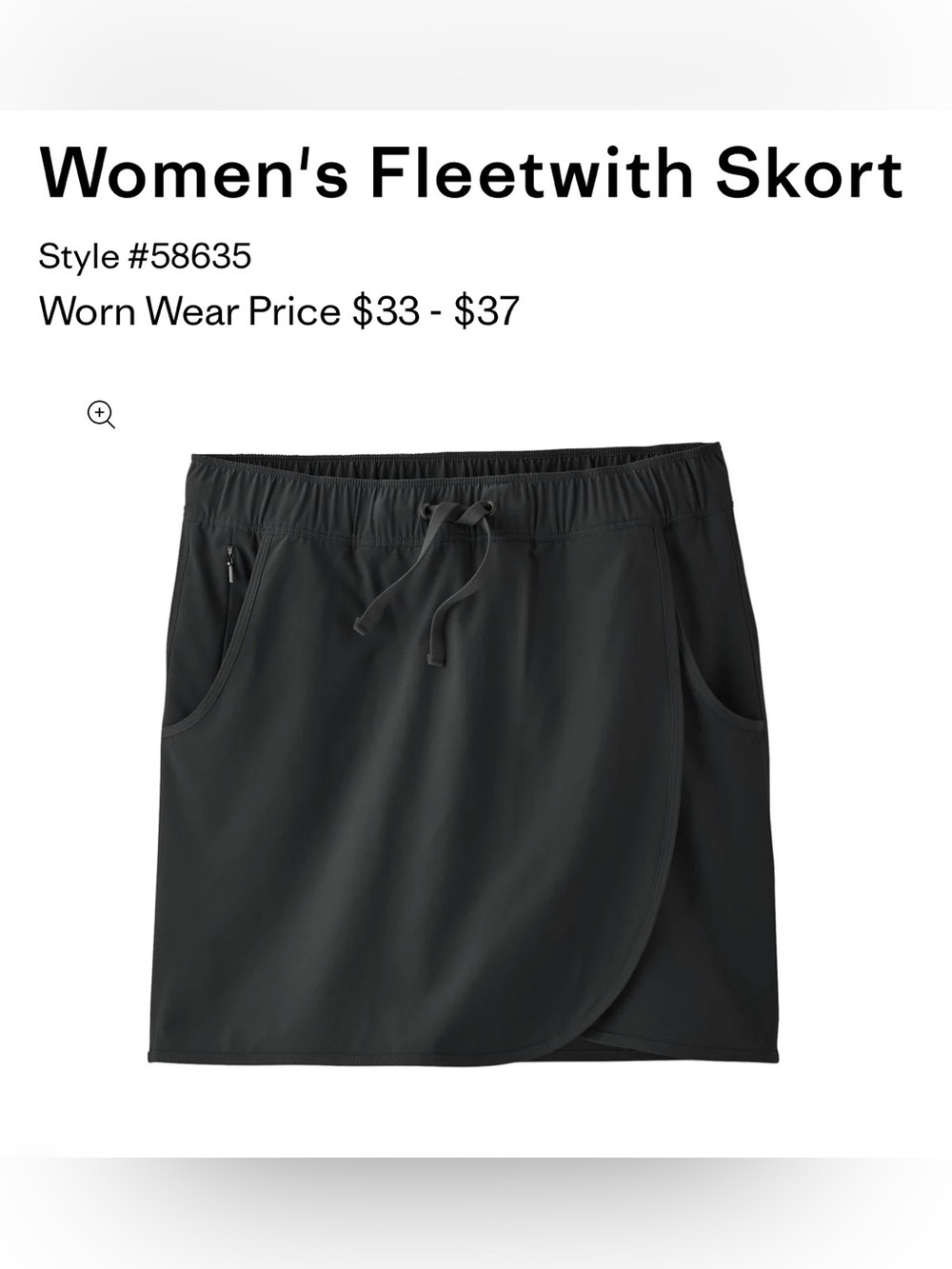 Patagonia Black Athletic Skort with Drawstring Waist